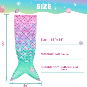 Flanel sellő takaró lányoknak és tiniknek, négy évszakra, rajzfilmszerű stílus, anyag: Faleido