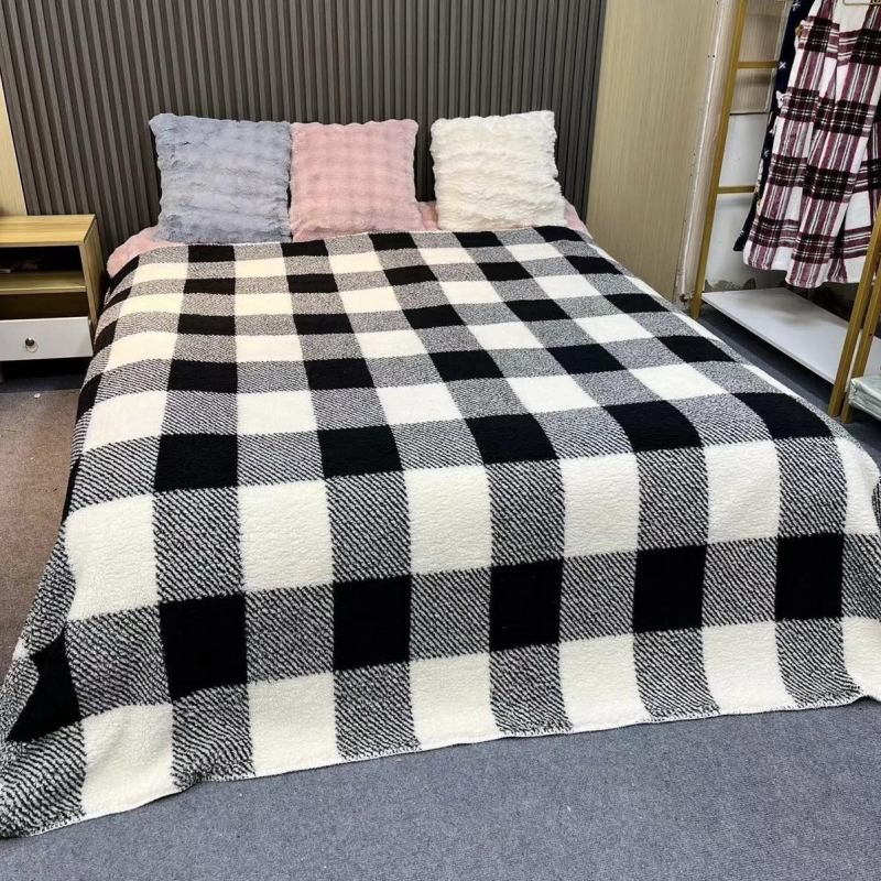 Boemska deka, dvostruko debela, topla za ured i kauč, geometrijski uzorak, 100% poliester, ukupna težina 420 g, za proljeće i jesen