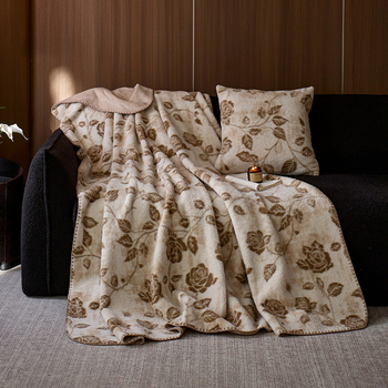 Kašmirski pleteni pokrivač s cvjetnim uzorkom, lagani luksuz, proljeće i jesen, 230 g