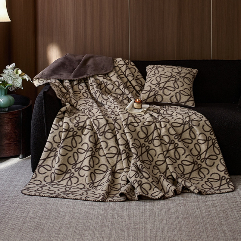 Kašmirski pleteni pokrivač s cvjetnim uzorkom, lagani luksuz, proljeće i jesen, 230 g