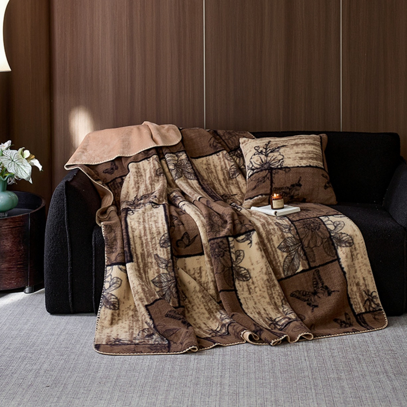 Kašmirski pleteni pokrivač s cvjetnim uzorkom, lagani luksuz, proljeće i jesen, 230 g