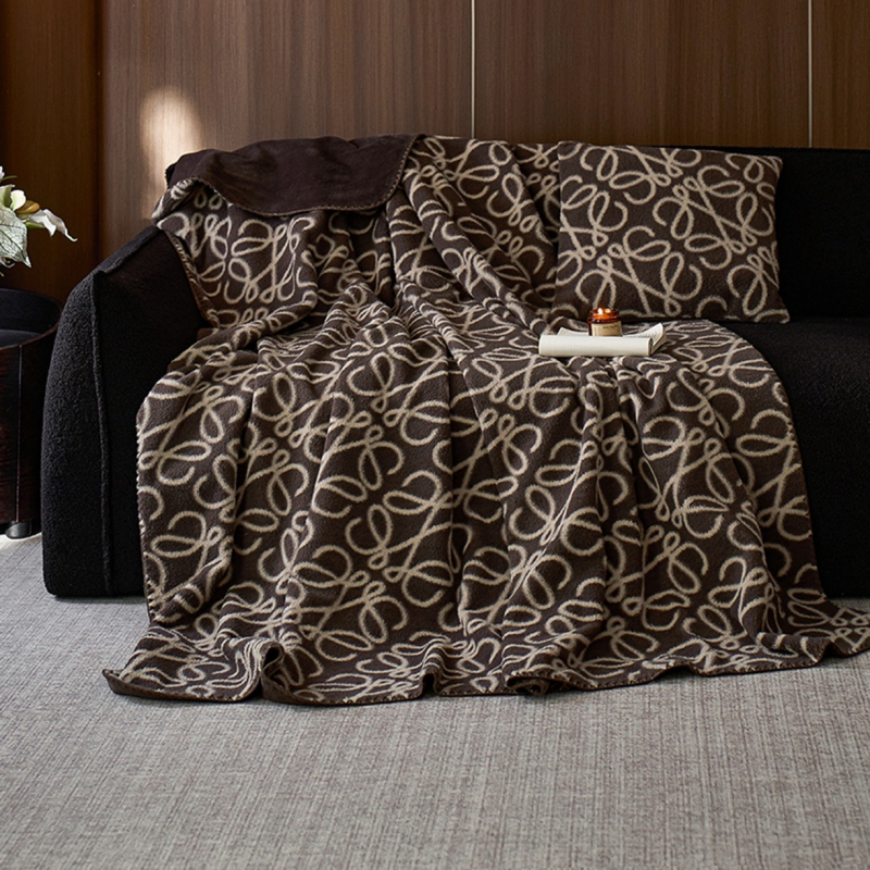 Kašmirski pleteni pokrivač s cvjetnim uzorkom, lagani luksuz, proljeće i jesen, 230 g