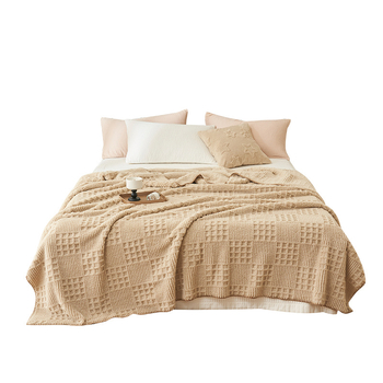 Plüss vastag pléd, kétoldalas fleece, waffle jacquard kötés, fleece bélés, ősz-télre; Összetétel: 100%; Tömeg: 280 g