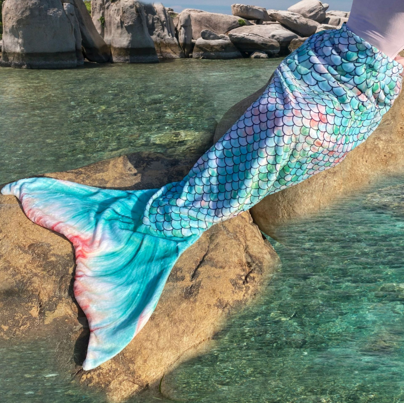 Dječja vreća za spavanje s repom morske sirene, Mu yan, Farley velvet, flanel deka, 300–500 g, crtani stil