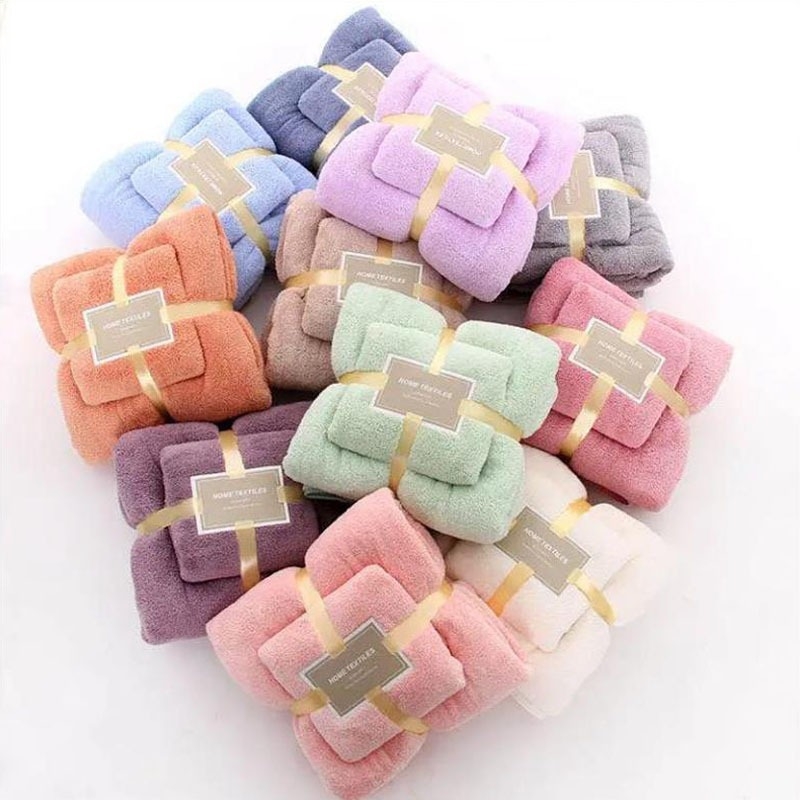 Σετ πετσέτες σε κουτί δώρου, φλις κοραλλιοειδές, 320 g, απλή ύφανση, δυνατότητα εκτύπωσης λογότυπου