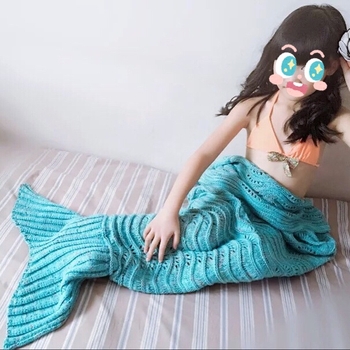 Deka sirena s ribljom repom, pleteni vuneni, za kauč