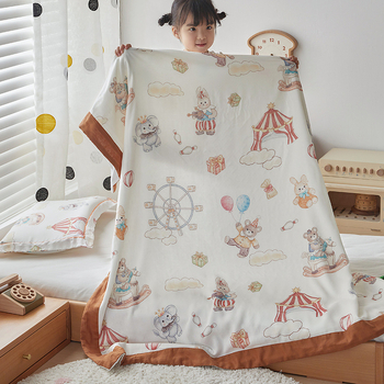 Keturių sluoksnių bambuso pluošto pledas, motinos ir kūdikio klasė, animacinio piešinio raštas, tinkamas visoms metų laikams, svoris 300–499 g