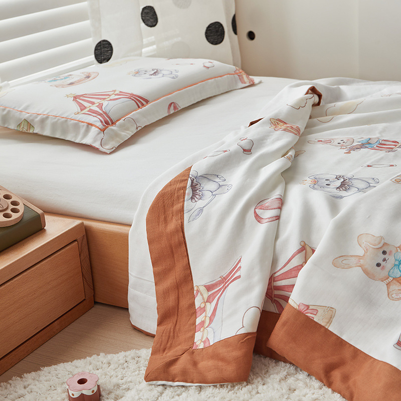 Keturių sluoksnių bambuso pluošto pledas, motinos ir kūdikio klasė, animacinio piešinio raštas, tinkamas visoms metų laikams, svoris 300–499 g