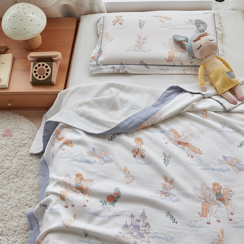 Keturių sluoksnių bambuso pluošto pledas, motinos ir kūdikio klasė, animacinio piešinio raštas, tinkamas visoms metų laikams, svoris 300–499 g