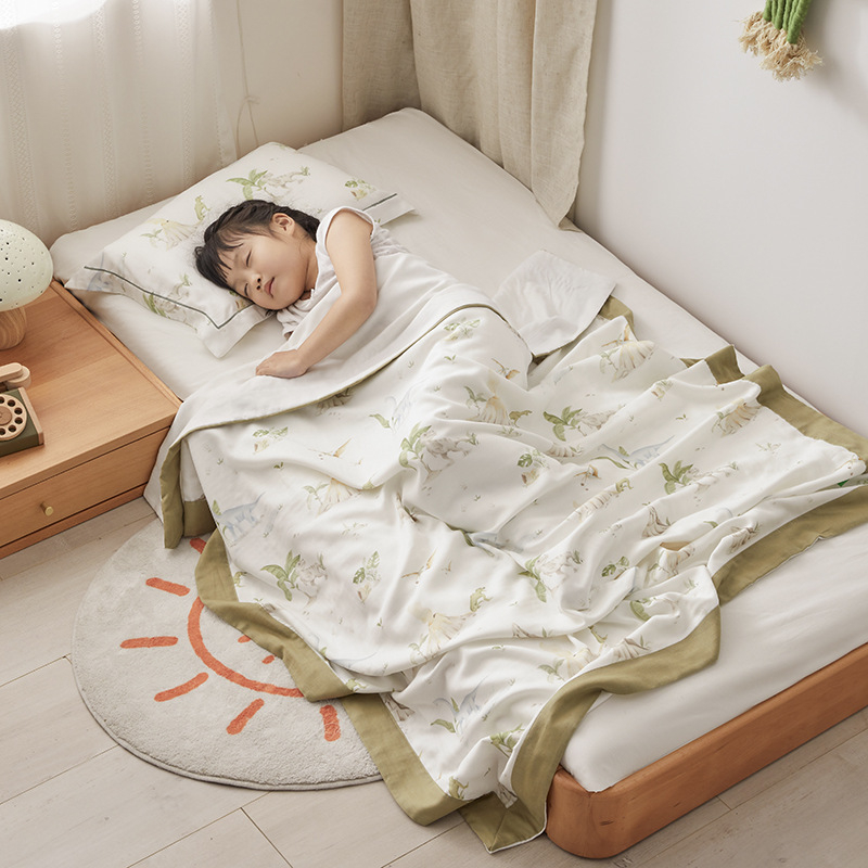 Keturių sluoksnių bambuso pluošto pledas, motinos ir kūdikio klasė, animacinio piešinio raštas, tinkamas visoms metų laikams, svoris 300–499 g