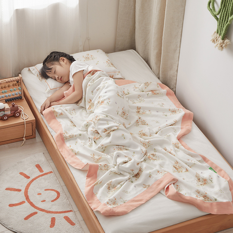 Keturių sluoksnių bambuso pluošto pledas, motinos ir kūdikio klasė, animacinio piešinio raštas, tinkamas visoms metų laikams, svoris 300–499 g