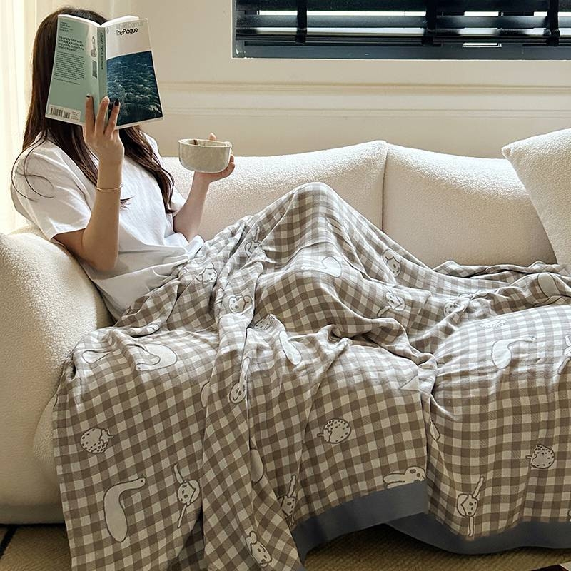 Kétoldalas géz pléd bambusz-pamut keverékből, bambuszrost, hűsítő érzet nyárra, otthoni ágynemű