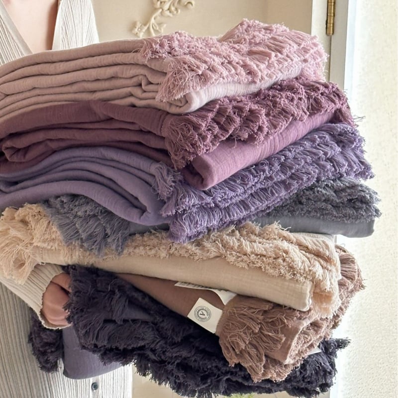 Pamuk deka s četiri sloja crepe uz resice, višefunkcionalna, jednobojna (Materijal: Pamuk; Sezona: Proljeće i Jesen; Težina: 200 g; Skraćivanje: 3-5%; Vzor: Jednobojan)