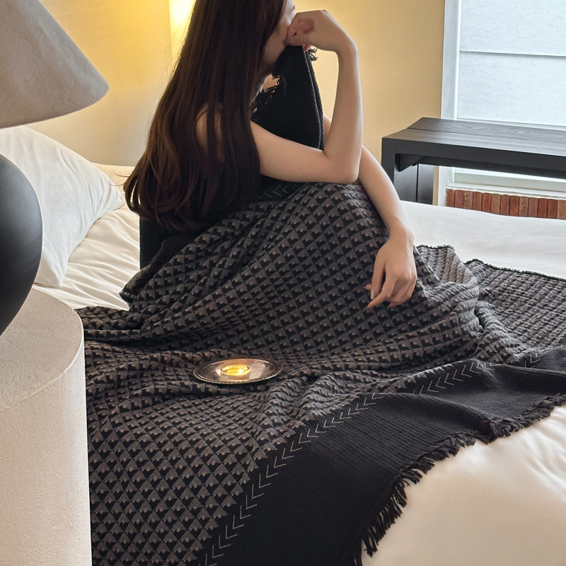 Pamukova deka s resicama za kauč, lagani luksuzni stil, 800–999 g, prikladna za sve sezone