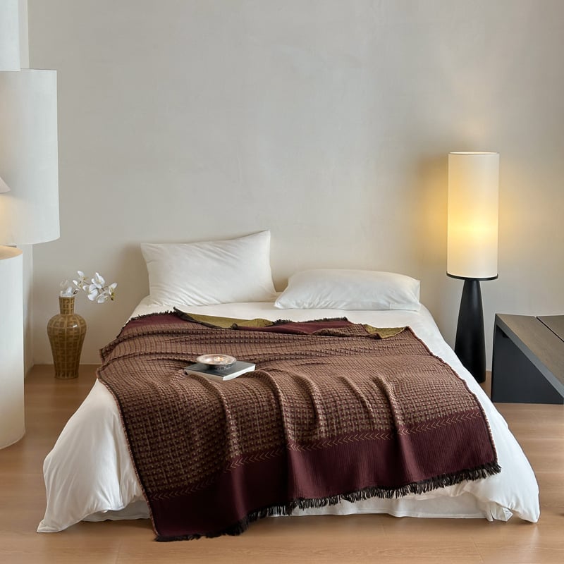 Pamukova deka s resicama za kauč, lagani luksuzni stil, 800–999 g, prikladna za sve sezone