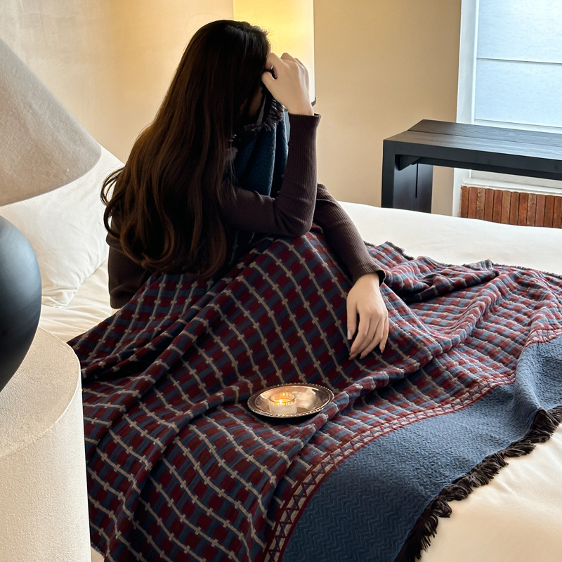 Pamukova deka s resicama za kauč, lagani luksuzni stil, 800–999 g, prikladna za sve sezone