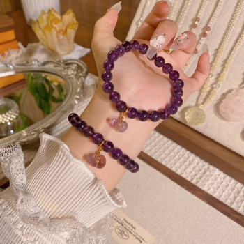 Természetes citrin kristályból készült karkötő, kézzel készített, geometriai mintázat, 21 gyöngy