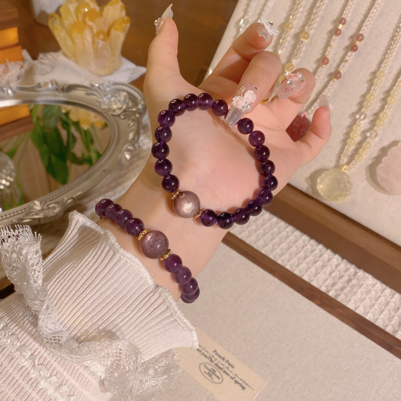 Természetes citrin kristályból készült karkötő, kézzel készített, geometriai mintázat, 21 gyöngy