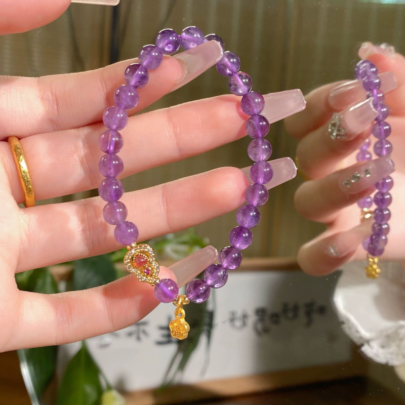 Természetes citrin kristályból készült karkötő, kézzel készített, geometriai mintázat, 21 gyöngy