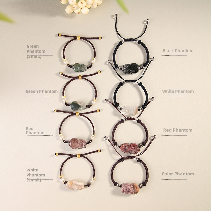 Brățară cu cristal fantomă, șnur elastic, ambalaj individual, lansare vară 2023