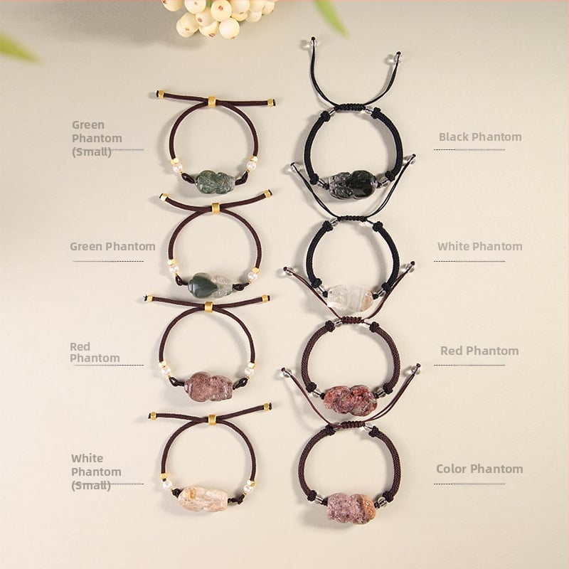 Brățară cu cristal fantomă, șnur elastic, ambalaj individual, lansare vară 2023