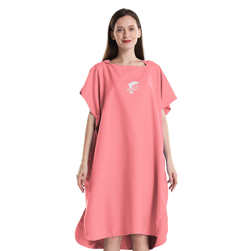 Μπουρνούζι με κουκούλα από μικροϊνες, απορροφητικό και γρήγορο στέγνωμα, πετσέτα-πονχό παραλίας, 90% πολυεστέρας, 10% νάιλον, 150D, Διαθέσιμη παραμετροποίηση, Βάρος 0,4 kg