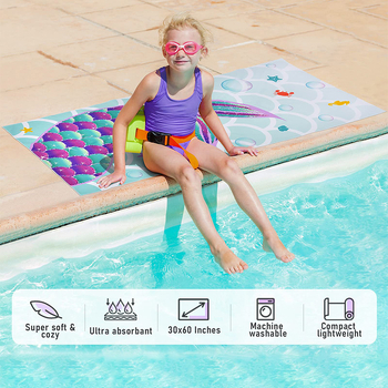 Παιδική πετσέτα μπάνιου/παραλίας από μικροϊνες με εκτύπωση καρτούν, 200–300 γρ, πολυεστέρας, 16‑νήματα, ραμμένη με απλή ύφανση