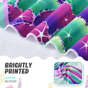 Παιδική πετσέτα μπάνιου/παραλίας από μικροϊνες με εκτύπωση καρτούν, 200–300 γρ, πολυεστέρας, 16‑νήματα, ραμμένη με απλή ύφανση