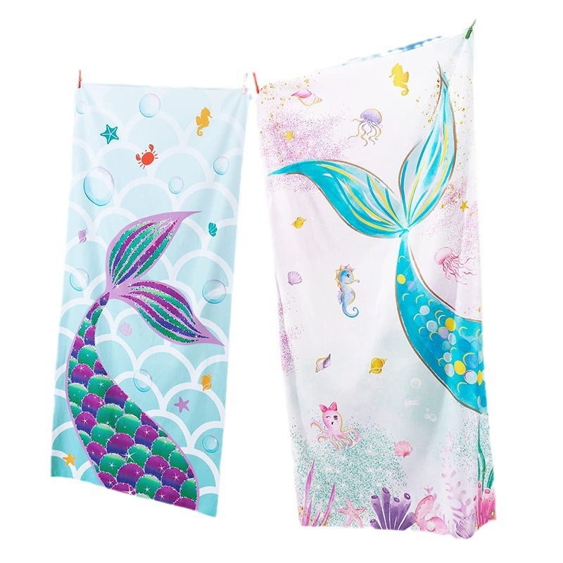 Παιδική πετσέτα μπάνιου/παραλίας από μικροϊνες με εκτύπωση καρτούν, 200–300 γρ, πολυεστέρας, 16‑νήματα, ραμμένη με απλή ύφανση