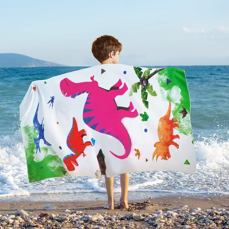 Παιδική πετσέτα μπάνιου/παραλίας από μικροϊνες με εκτύπωση καρτούν, 200–300 γρ, πολυεστέρας, 16‑νήματα, ραμμένη με απλή ύφανση