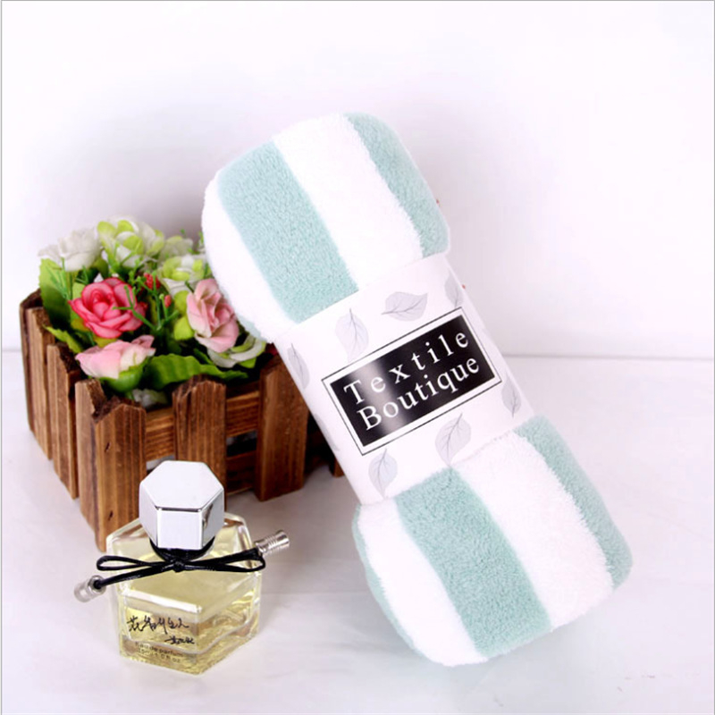 Korall fleece törölköző, csíkos, puha és vastag, törölköző és arc-törölköző, 100D szál • vágott pile felület • tömeg 50–80 g • testreszabható feldolgozás