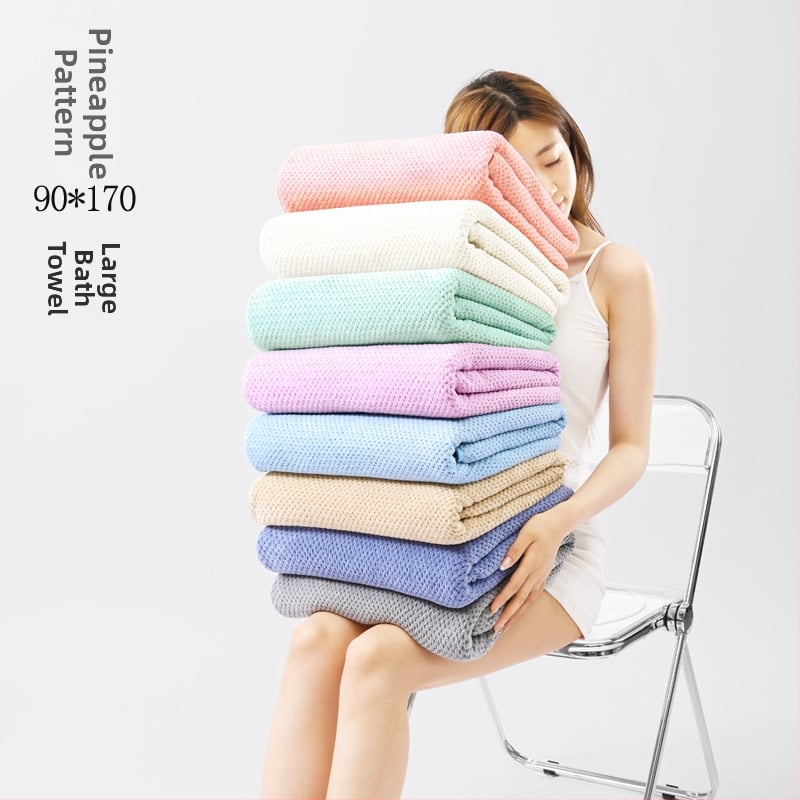 Πετσέτα μπάνιου από φλις κοράλλι, μοτίβο ανανά, 400–500 γρ, νήμα 150D, ραφή με jacquard.