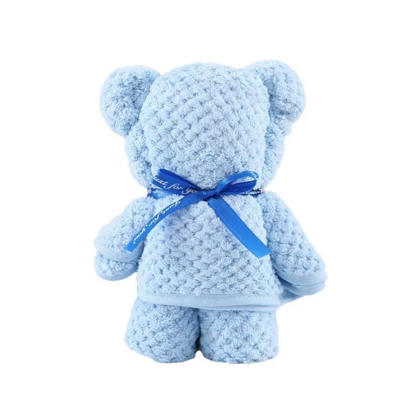 Mu nian Mackó alakú törölköző korall velúrból, puha és nedvszívó arctörölköző, 80–100 g, szegélyezett és jacquard szövésű