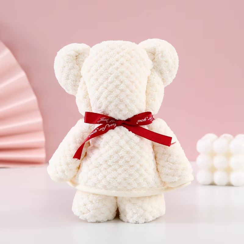 Mu nian Mackó alakú törölköző korall velúrból, puha és nedvszívó arctörölköző, 80–100 g, szegélyezett és jacquard szövésű