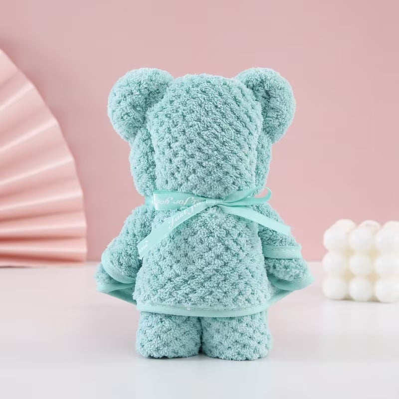 Mu nian Mackó alakú törölköző korall velúrból, puha és nedvszívó arctörölköző, 80–100 g, szegélyezett és jacquard szövésű