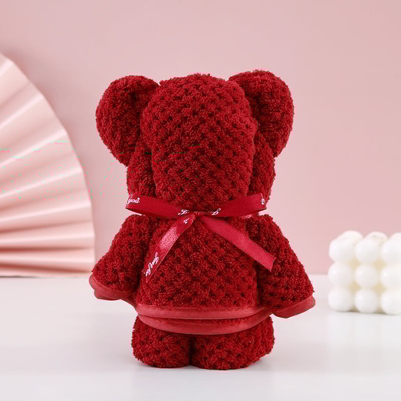 Mu nian Mackó alakú törölköző korall velúrból, puha és nedvszívó arctörölköző, 80–100 g, szegélyezett és jacquard szövésű