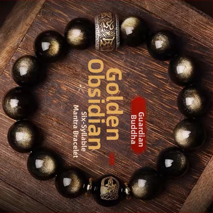 Xinghong гривна от естествен обсидиан – унисекс бижу за ръка, полирана