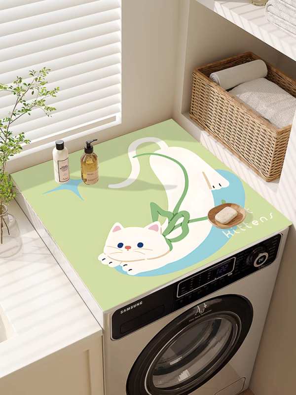 Yuhua Покривка за пералня от диатомова глина – карикатурен стил, многофункционална покривка за прах/диван/климатик