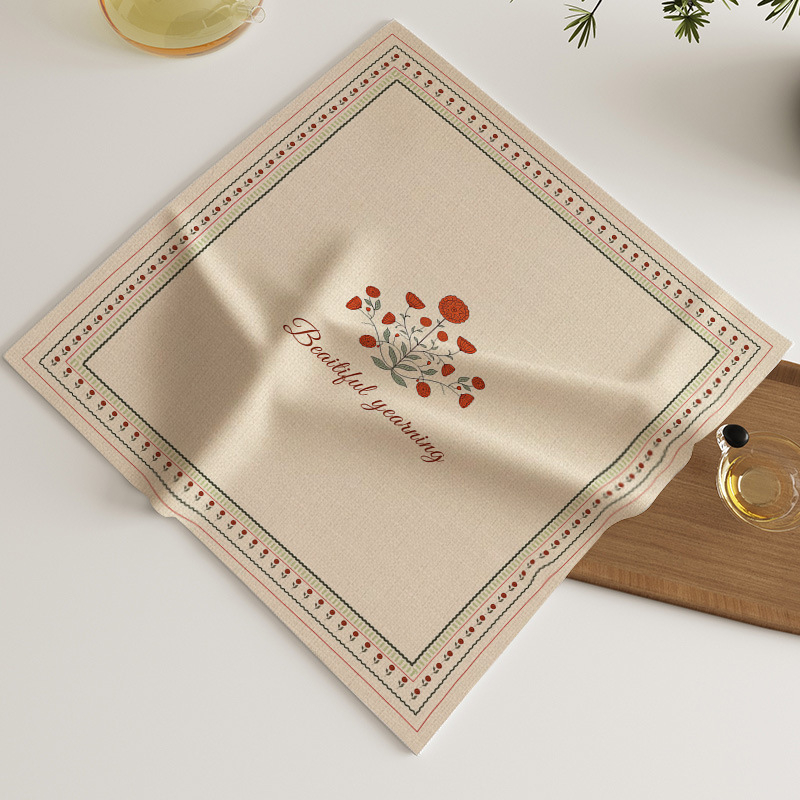 Памучно-ленено покривало за прах за уреди — квадратно покривало за микровълнова печка и покривало за чаена тава, скандинавски стил