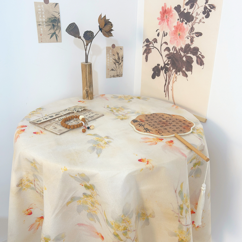 Új kínai stílusú asztalterítő ink-stílusú táj mintával, anyag: szövet, termékkód H830521189132j, alkalmas teás asztalokhoz és íróasztalokhoz