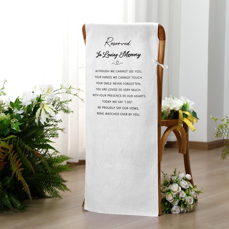 Foglalt esküvői szék jelzője, poliészter rost, ZBY, téglalap alakú, nordic stílus, betű mintázat