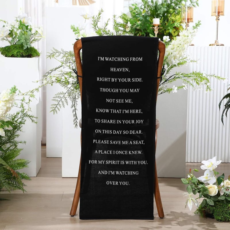 Foglalt esküvői szék jelzője, poliészter rost, ZBY, téglalap alakú, nordic stílus, betű mintázat