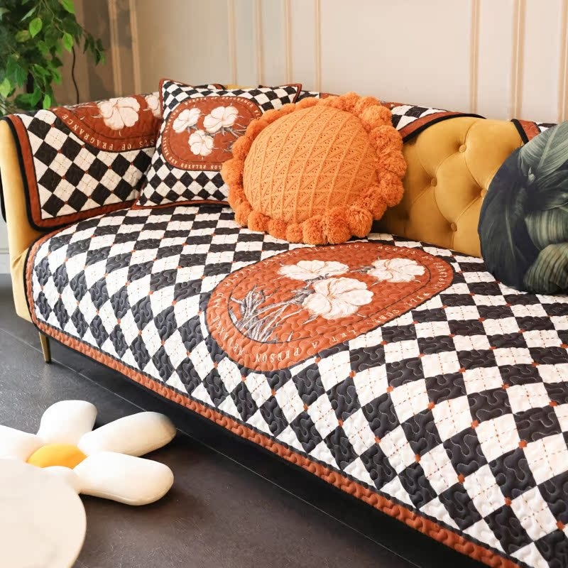 Csúszásmentes négy évszakos kanapé párna, pamutból, geometriai diamantszerű mintával, kombinált kanapéra alkalmas, testreszabható