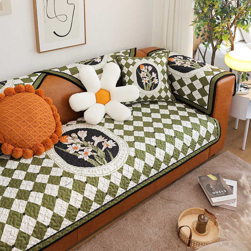 Csúszásmentes négy évszakos kanapé párna, pamutból, geometriai diamantszerű mintával, kombinált kanapéra alkalmas, testreszabható