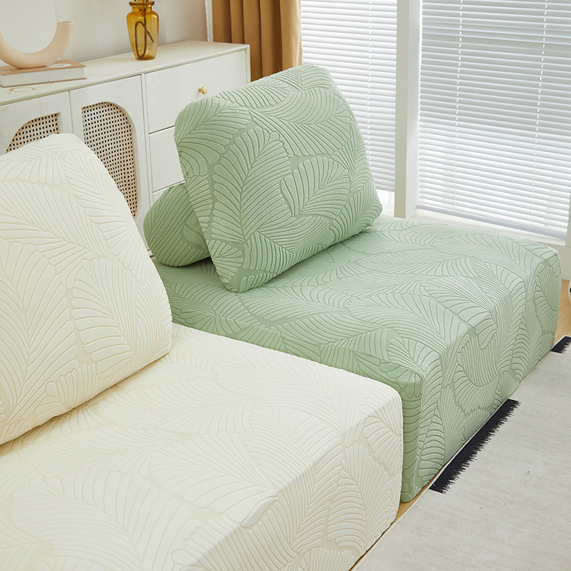 Navlaka za kauč s kvadratnim blok uzorkom i jacquard velurom, Piedmont stil modulārni kauč, potpuno pokrivanje, zaštita od ogrebotina mačaka