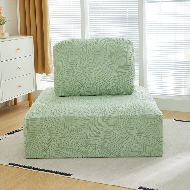 Navlaka za kauč s kvadratnim blok uzorkom i jacquard velurom, Piedmont stil modulārni kauč, potpuno pokrivanje, zaštita od ogrebotina mačaka