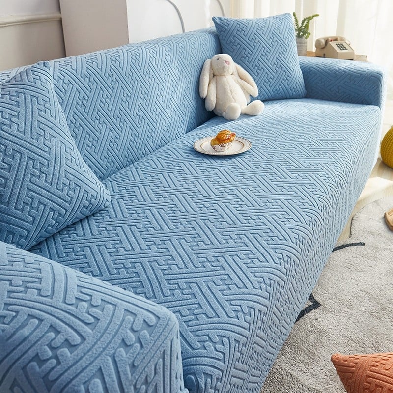 Zaštitna navlaka za trosjednu sofu - minimalistički stil, otporna na ogrebotine mačaka, fleece materijal, jednofarbna boja, obrada i prilagodba: Da