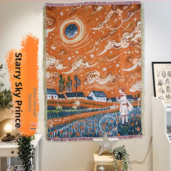 Ταπισερί – Μποεμικό φόντο χριστουγεννιάτικου πάρτι, προσαρμόσιμο κρεμαστό διακοσμητικό τοίχου, ορθογώνιο, μίξη πολυεστέρα-βαμβακιού (81–90% πολυεστέρα, 19%βαμβάκι), σχέδιο καρτούν, υφαντό με μηχανή