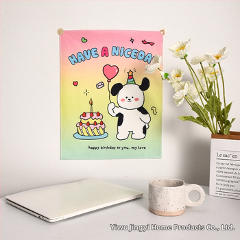 Ταπισερί πολυεστέρα σε κορεατικό στυλ με αρκούδα καρτούν – ορθογώνιο κρεμαστό διακοσμητικό τοίχου για σαλόνι, υπνοδωμάτιο ή μελέτη