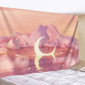 Ταπισερί σε στυλ INS, μοτίβο τοπίου, ορθογώνιο, 100% βαμβάκι, πλύσιμο στο χέρι